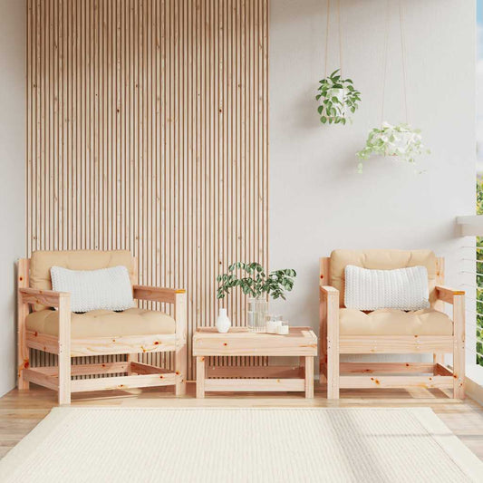 Garden Chairs with Cushions 2 pcs Solid Wood Pine