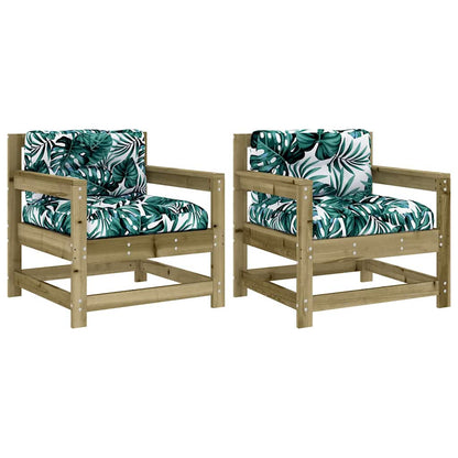 Garden Chairs with Cushions 2 pcs Impregnated Wood Pine