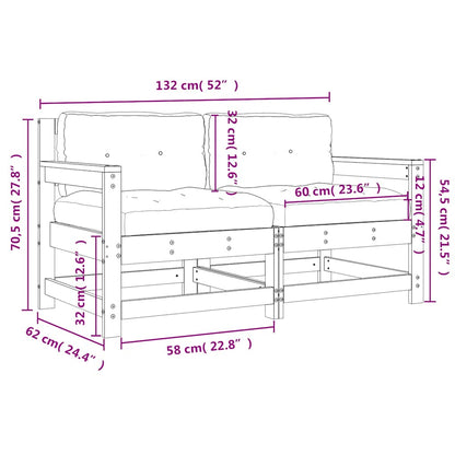 Garden Chairs with Cushions 2 pcs Grey Solid Wood Pine