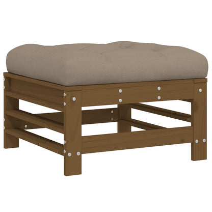 Garden Footstool with Cushion Honey Brown Solid Wood Pine