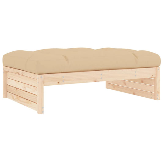 Garden Footstool | Beige | Solid pine wood | Large | Modular