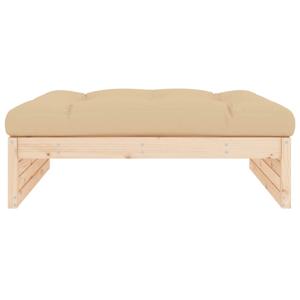 Garden Footstool | Beige | Solid pine wood | Large | Modular