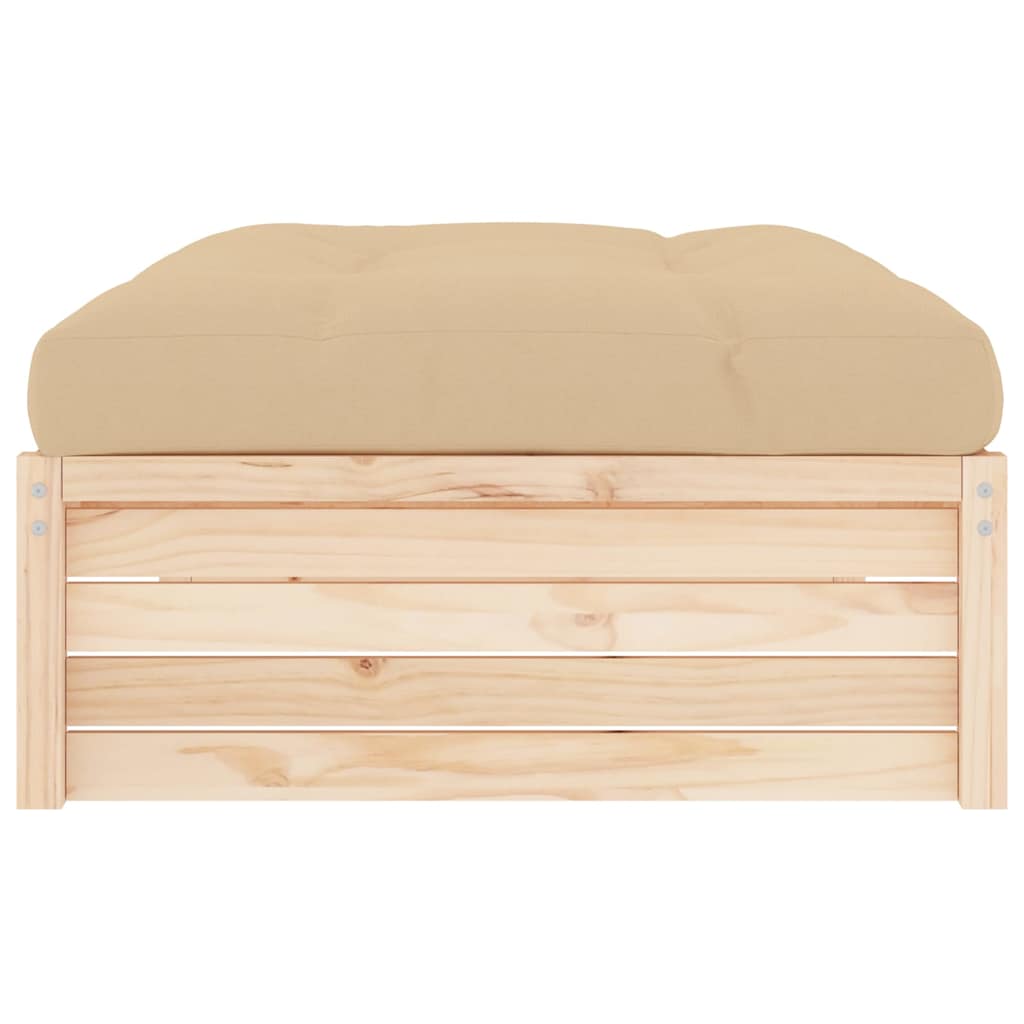Garden Footstool | Beige | Solid pine wood | Large | Modular