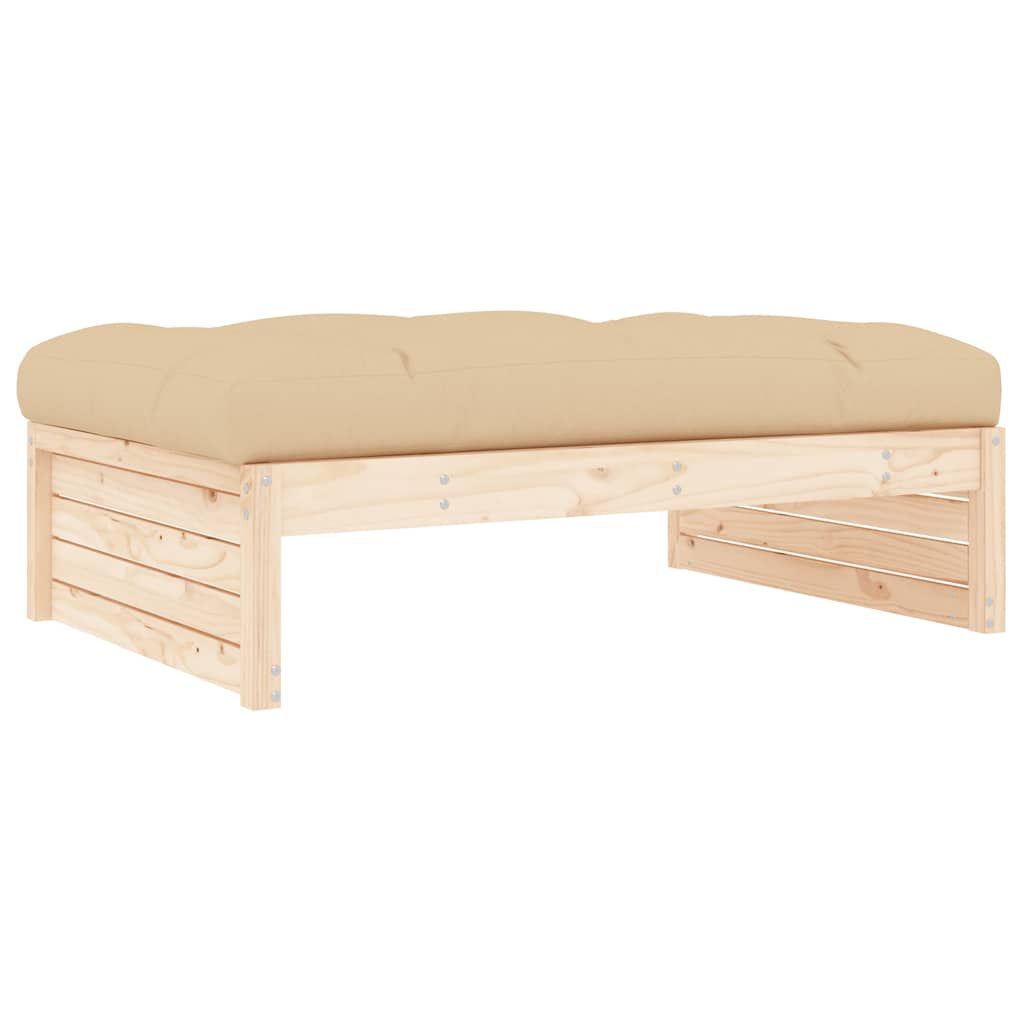 Garden Footstool | Beige | Solid pine wood | Large | Modular