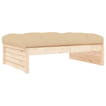 Garden Footstool | Beige | Solid pine wood | Large | Modular