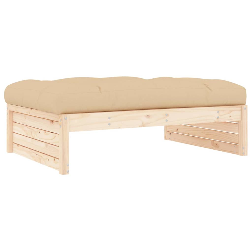 Garden Footstool | Beige | Solid pine wood | Large | Modular