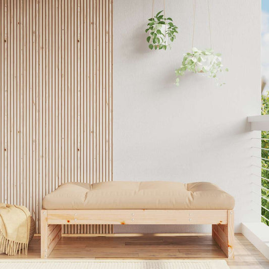 Garden Footstool | Beige | Solid pine wood | Large | Modular