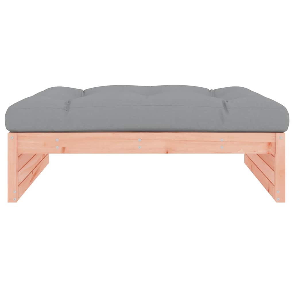 Garden Footstool | Grey, Natural Wood