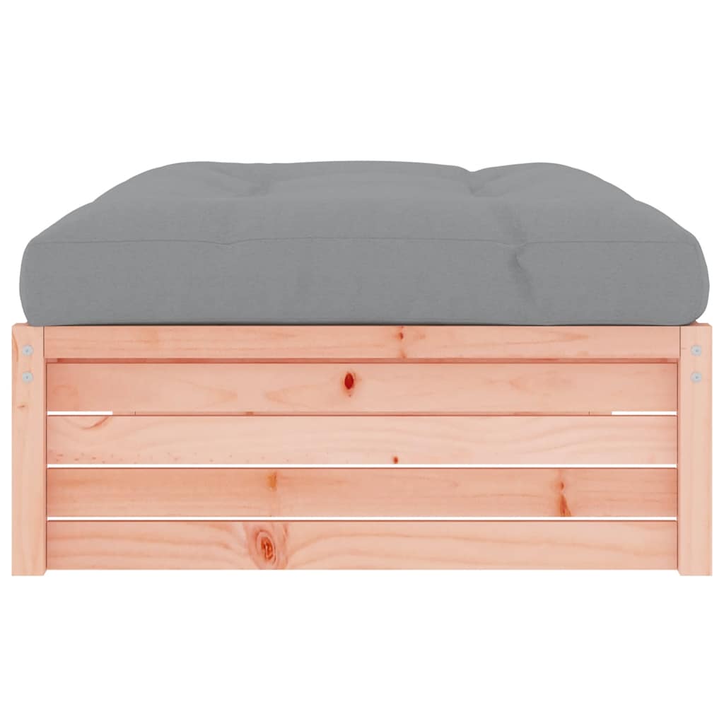 Garden Footstool | Grey, Natural Wood