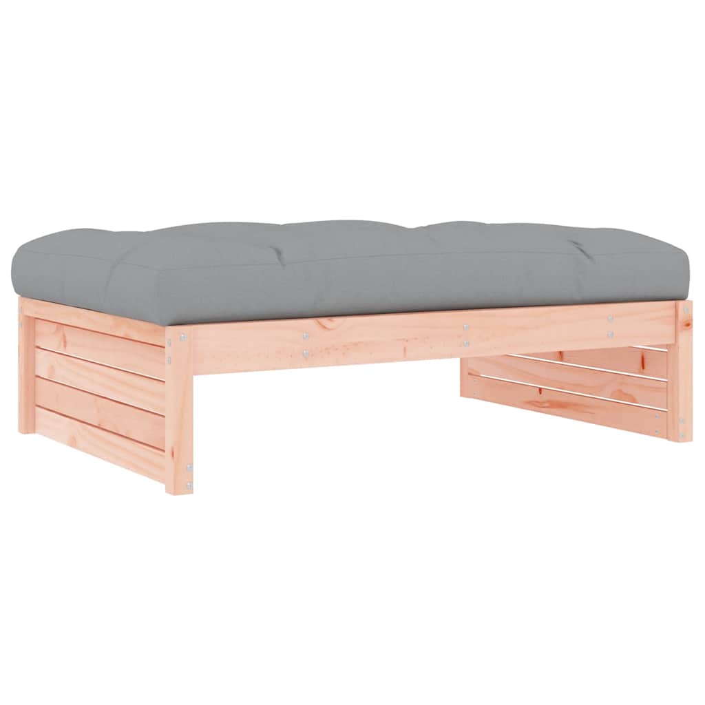 Garden Footstool | Grey, Natural Wood