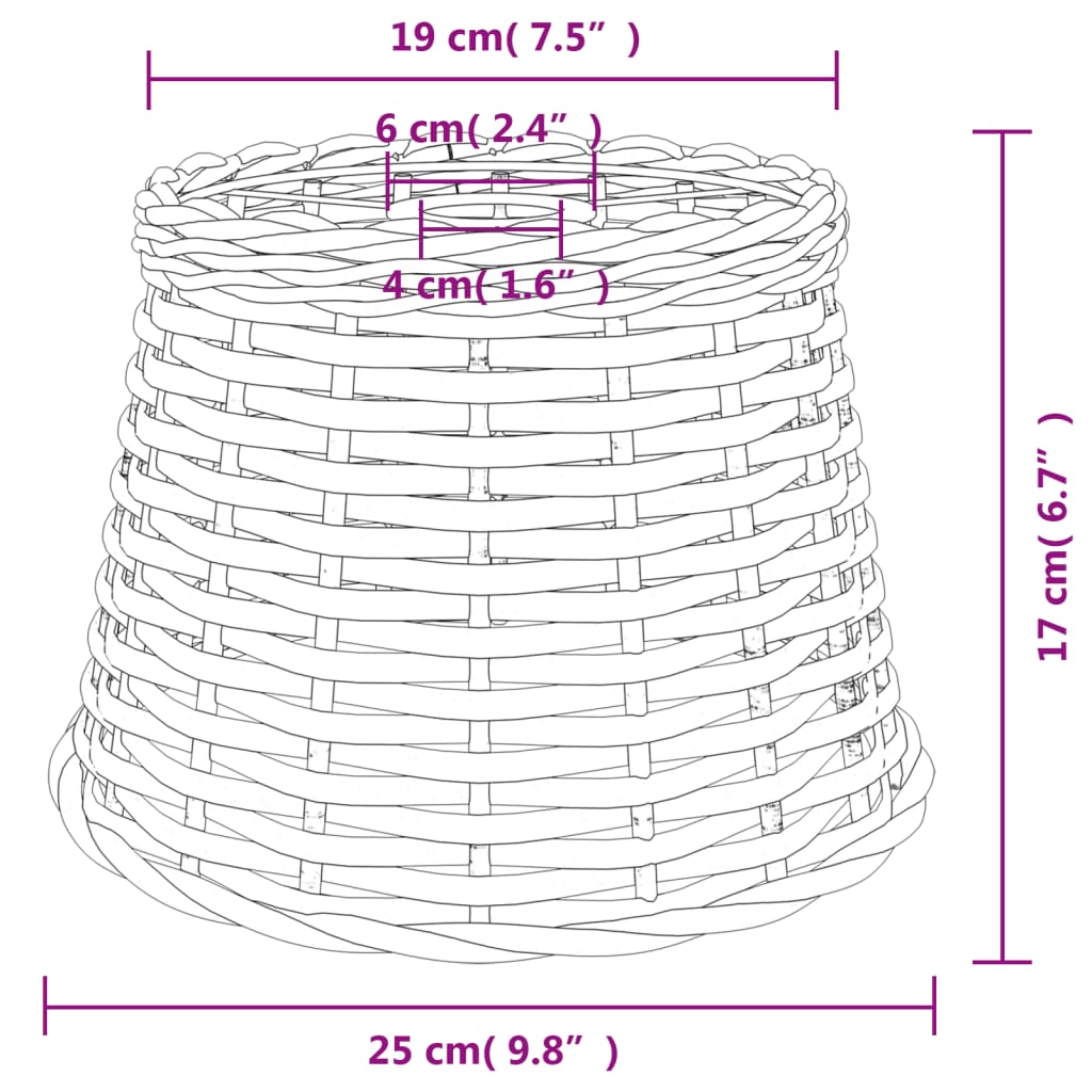Ceiling Lamp Shade White Ø25x17 cm Wicker