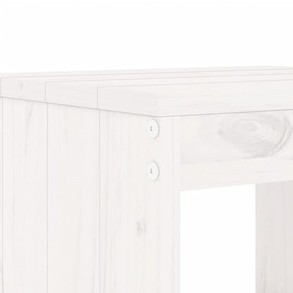 3 Piece Garden Bistro Set White Solid Wood Pine