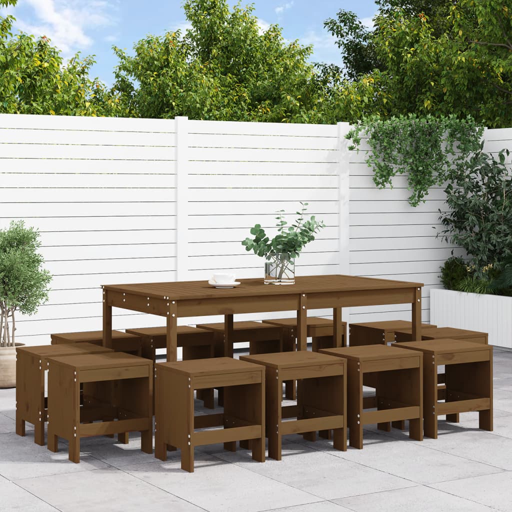 Garden Dining Set | Honey Brown | Solid Pine Wood | Large | Seats Many