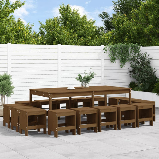 Garden Dining Set | Honey Brown | Solid Pine Wood | Large | Seats Plenty