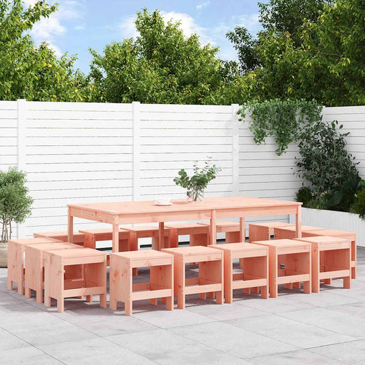 17 Piece Garden Dining Set Solid Wood Douglas