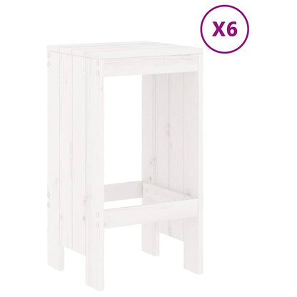 7 Piece Garden Bar Set White Solid Wood Pine