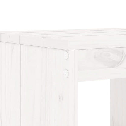 7 Piece Garden Bar Set White Solid Wood Pine