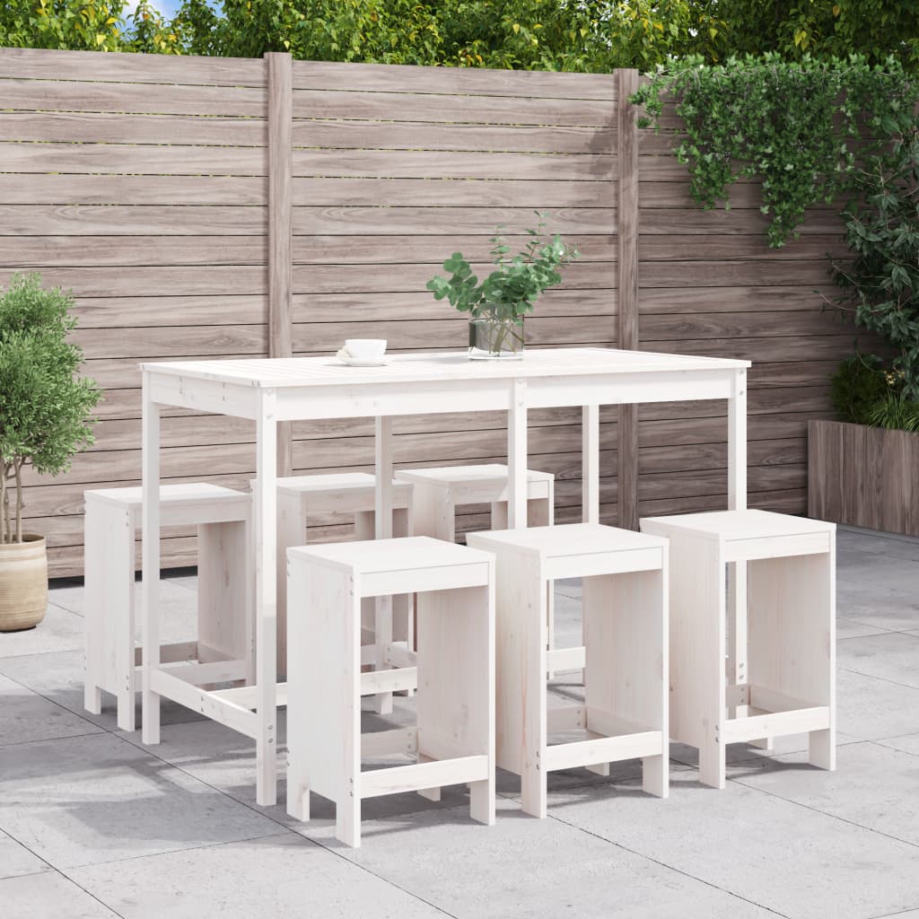 Garden Bar Set | White | Solid pine wood | Standard | Durable | Bar Set