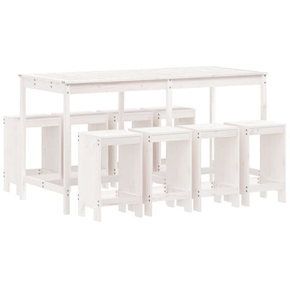 Garden Bar Set | White | Solid Pine Wood | Large | Seats up to Many