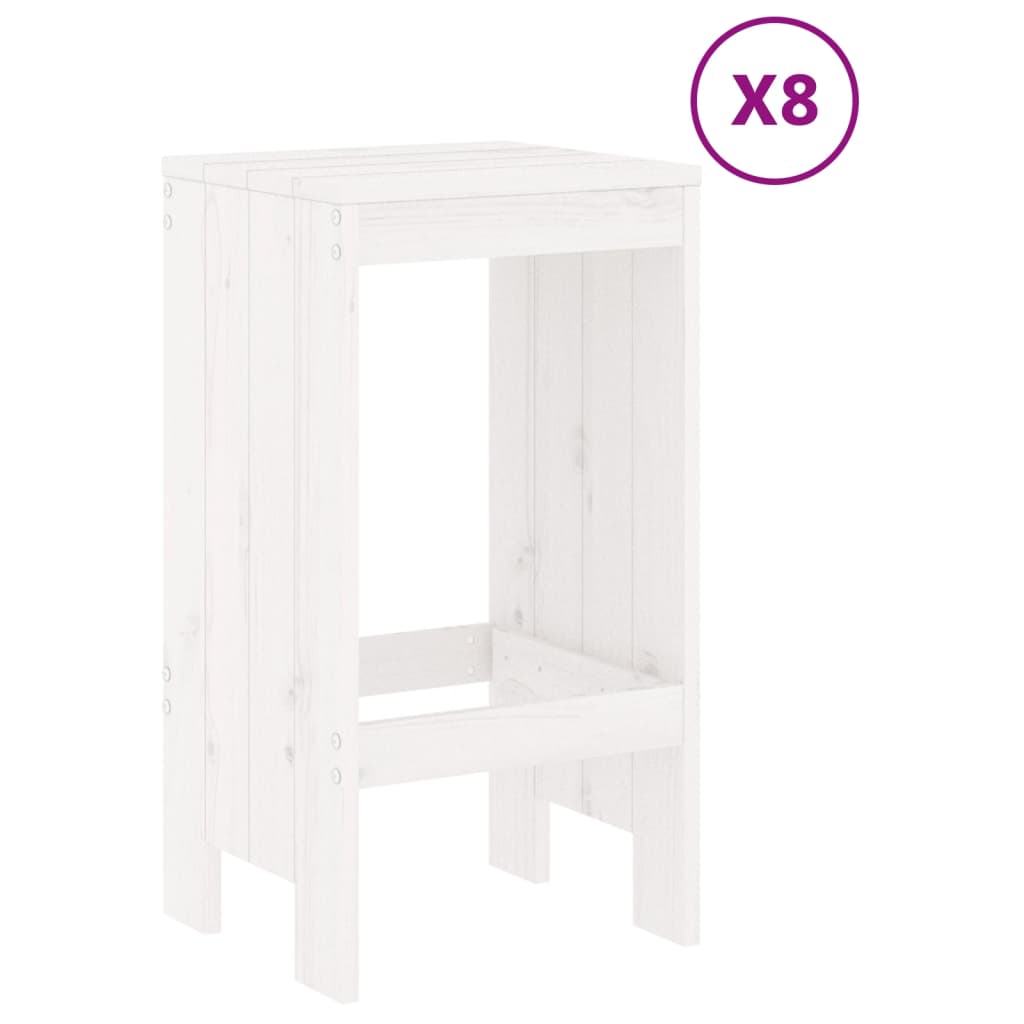 Garden Bar Set | White | Solid Pine Wood | Large | Seats up to Many