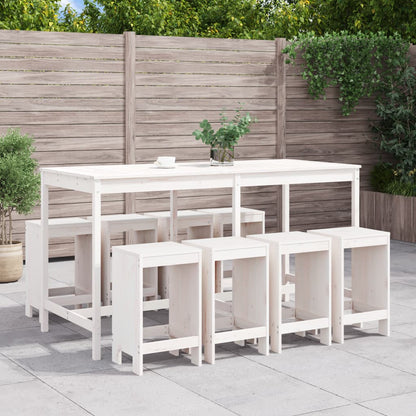 Garden Bar Set | White | Solid Pine Wood | Large | Seats up to Many