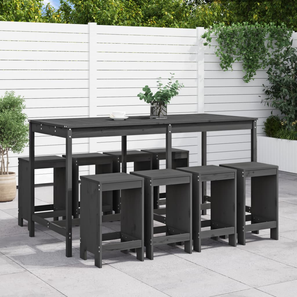 Garden Bar Set | Grey | Solid pine wood | Large | Minimalistic