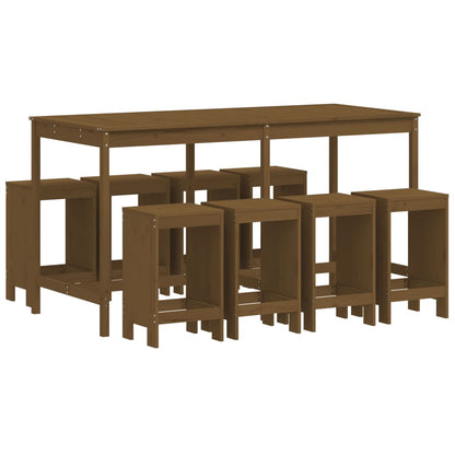 Garden Bar Set | Honey brown | Solid pine wood | Large | Seats Many