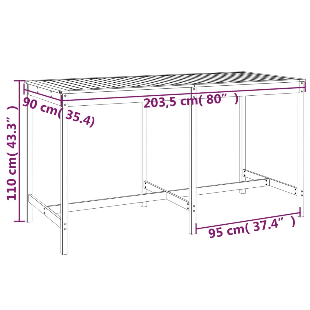 Garden Bar Set | Honey brown | Solid pine wood | Large | Seats Many