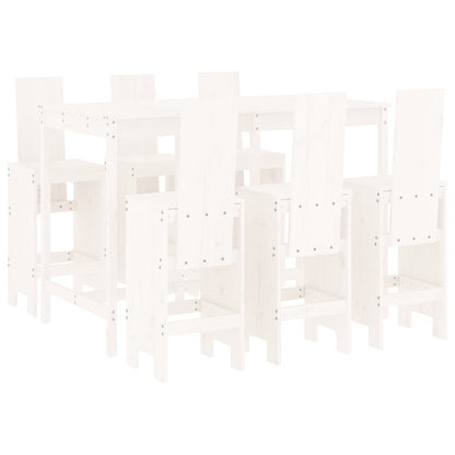 Garden Bar Set | White | Solid Pine Wood | Seats 6 | Footrest