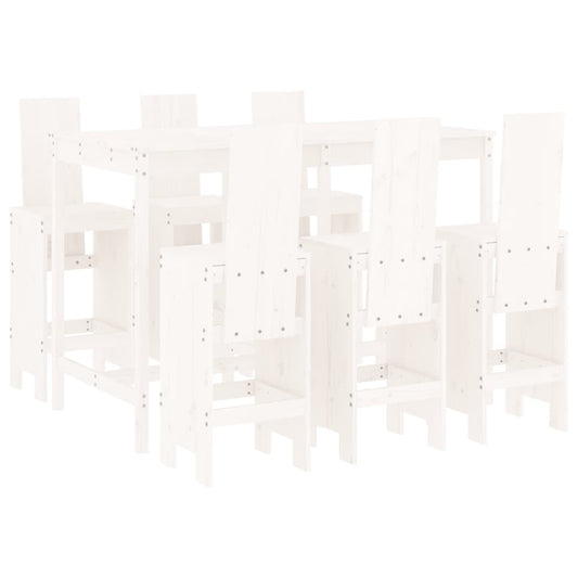 Garden Bar Set | White | Solid Pine Wood | Seats 6 | Footrest