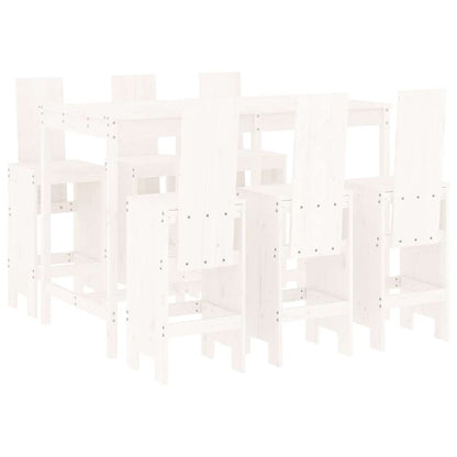 7 Piece Garden Bar Set White Solid Wood Pine