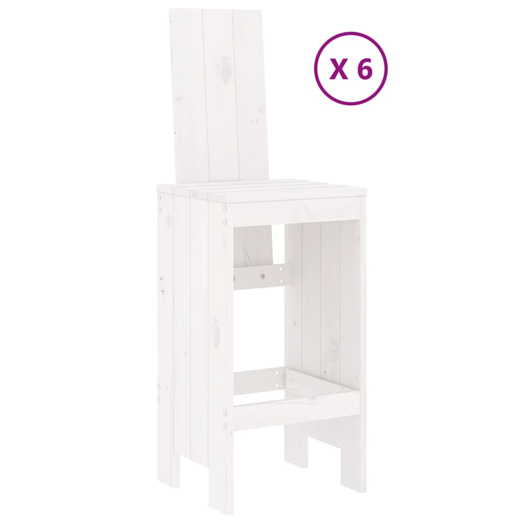 Garden Bar Set | White | Solid Pine Wood | Seats 6 | Footrest