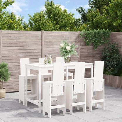 Garden Bar Set | White | Solid Pine Wood | Seats 6 | Footrest