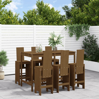 Garden Bar Set | Honey Brown | Solid Pine Wood | Large | Footrest