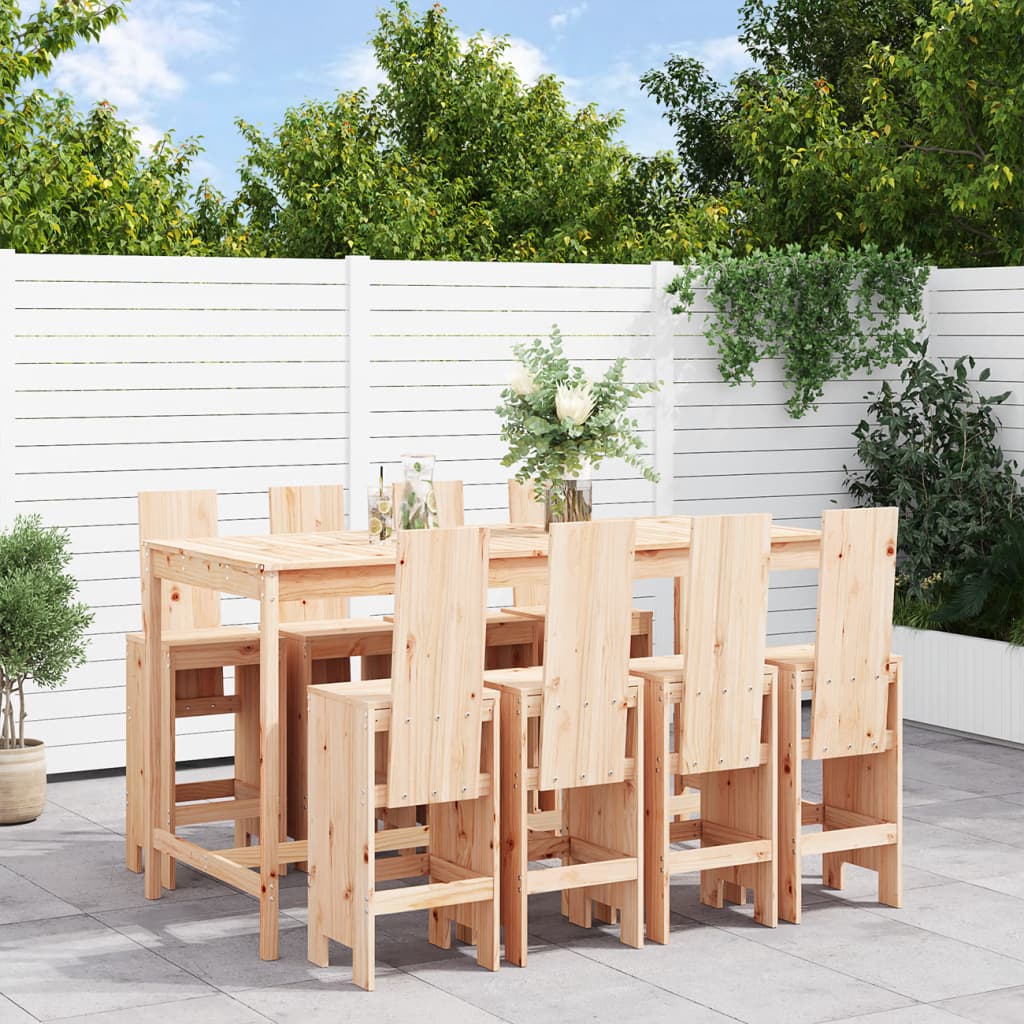Garden Bar Set | Natural Pine | Solid Pine Wood | Large | Seats Lots