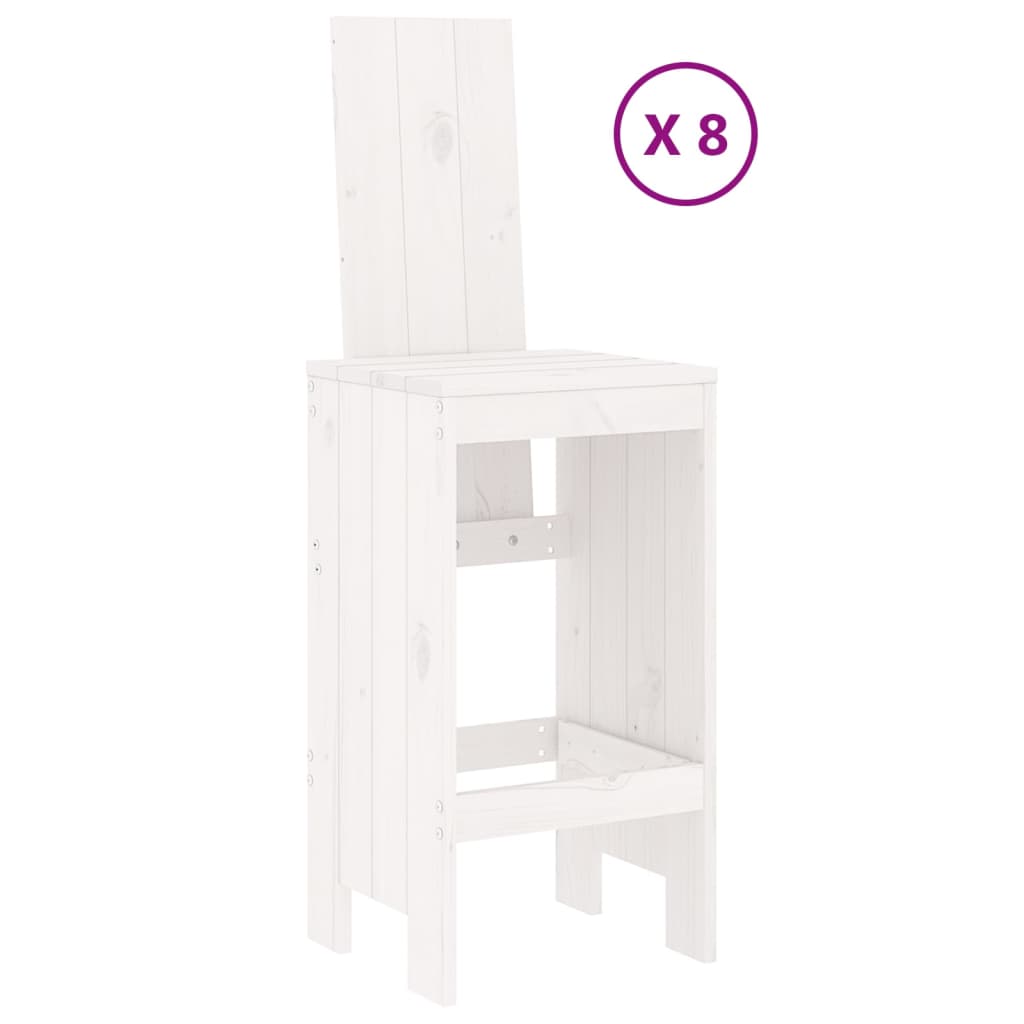 Garden Bar Set | White | Solid pine wood | Large | Footrest