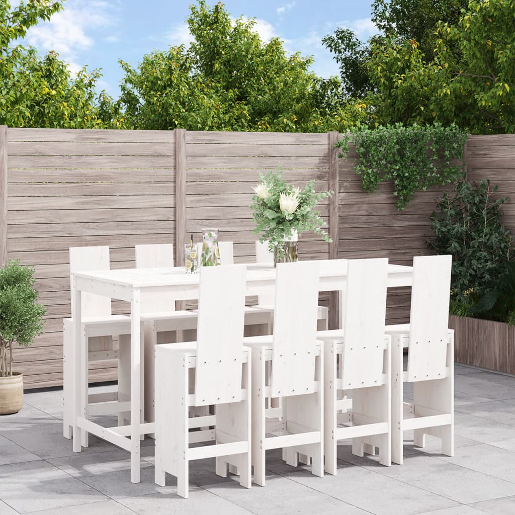 Garden Bar Set | White | Solid pine wood | Large | Footrest