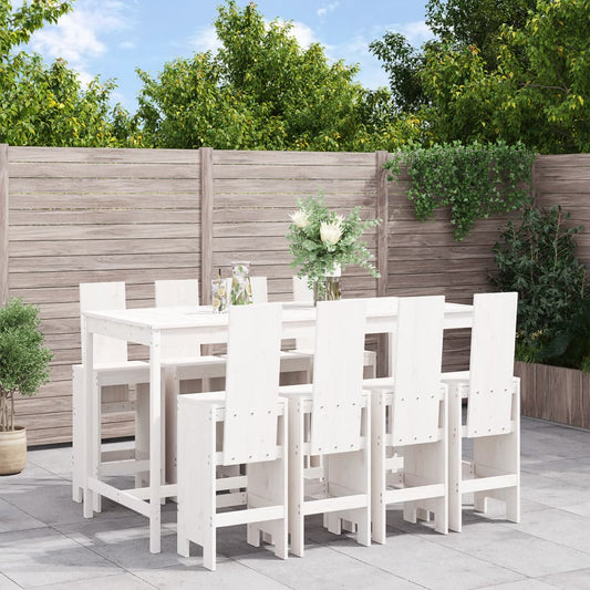 Garden Bar Set | White | Solid pine wood | Large | Footrest
