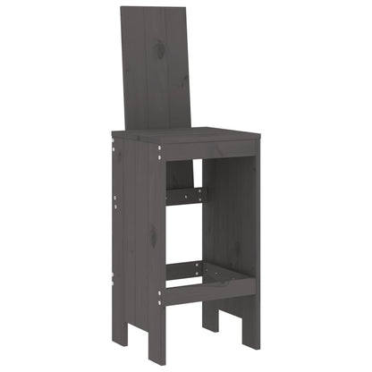Garden Bar Set | Grey | Solid Pine Wood | Large | Footrest