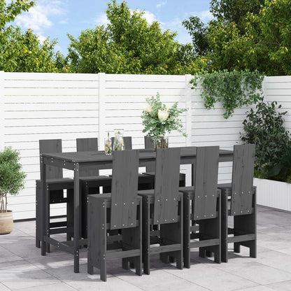 Garden Bar Set | Grey | Solid Pine Wood | Large | Footrest