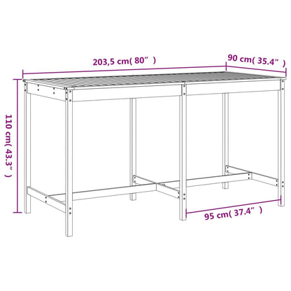 Garden Bar Set | Honey brown | Solid pine wood | Fits 8 people | Footrest