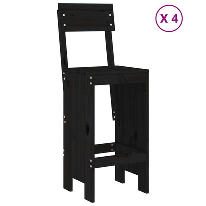5 Piece Garden Bar Set Black Solid Wood Pine