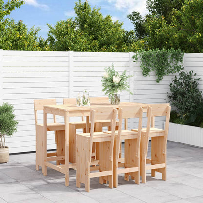 Garden Bar Set | Natural | Solid pinewood | 7 Piece Set | Footrest