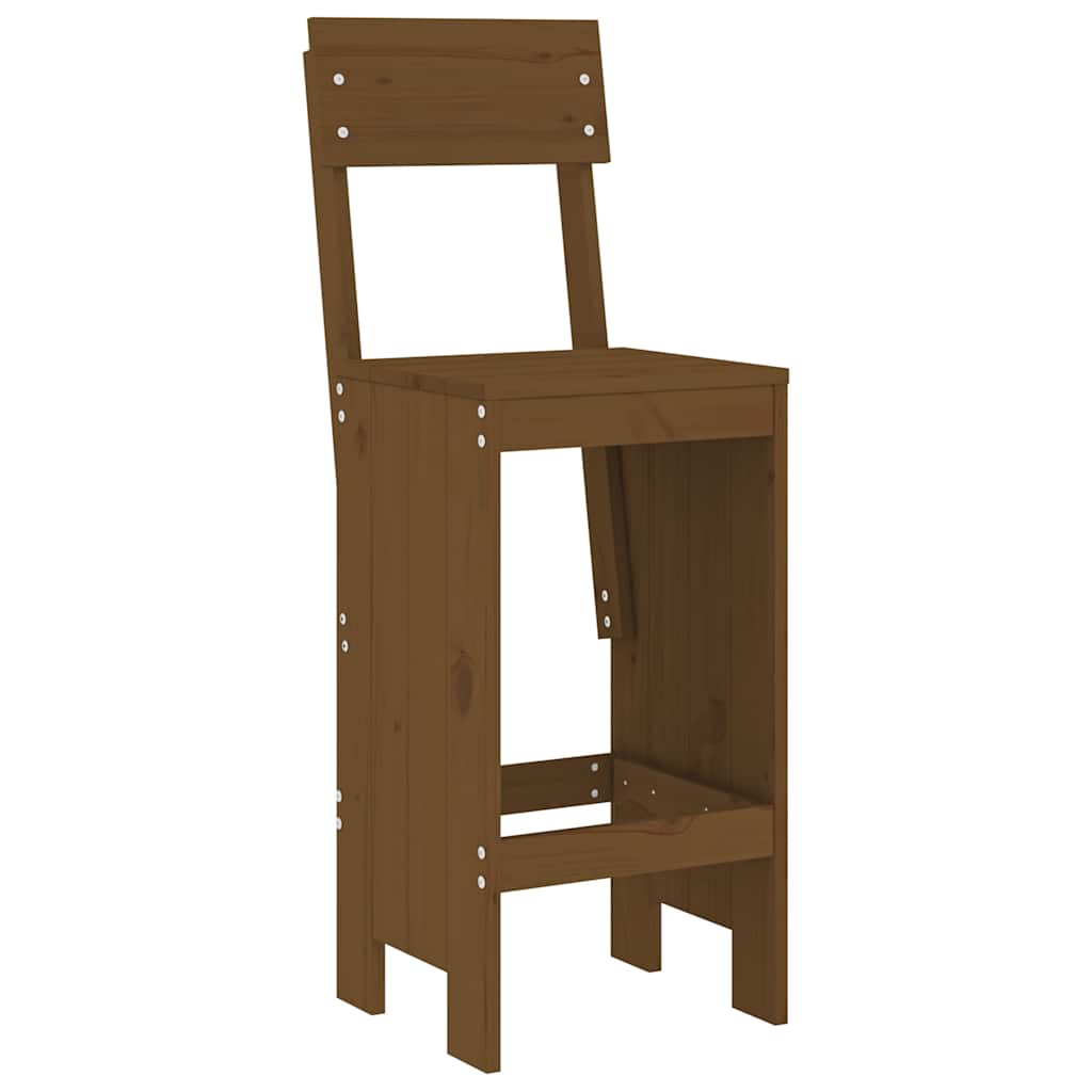 7 Piece Garden Bar Set Honey Brown Solid Wood Pine