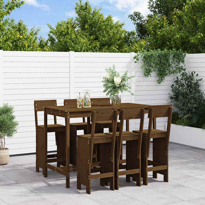7 Piece Garden Bar Set Honey Brown Solid Wood Pine
