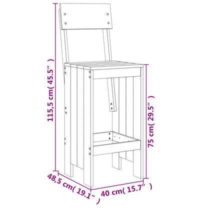 9 Piece Garden Bar Set White Solid Wood Pine