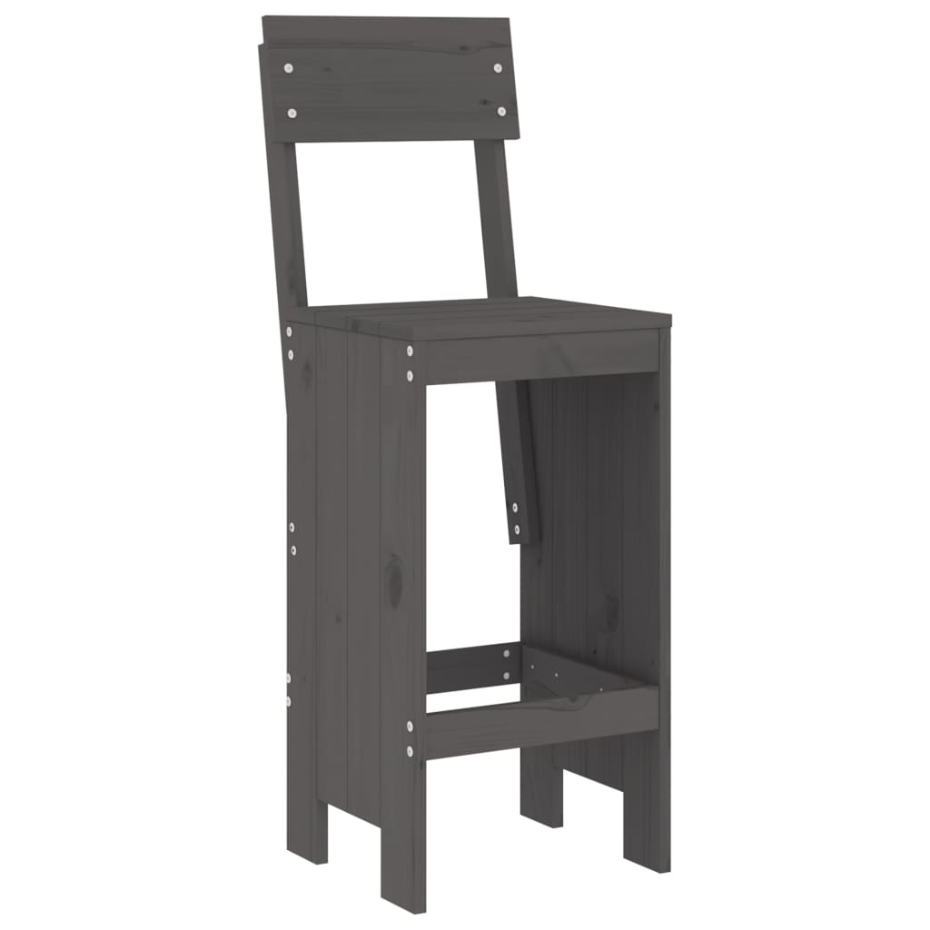 Garden Bar Set | Grey | Solid pine wood | Large | Footrest