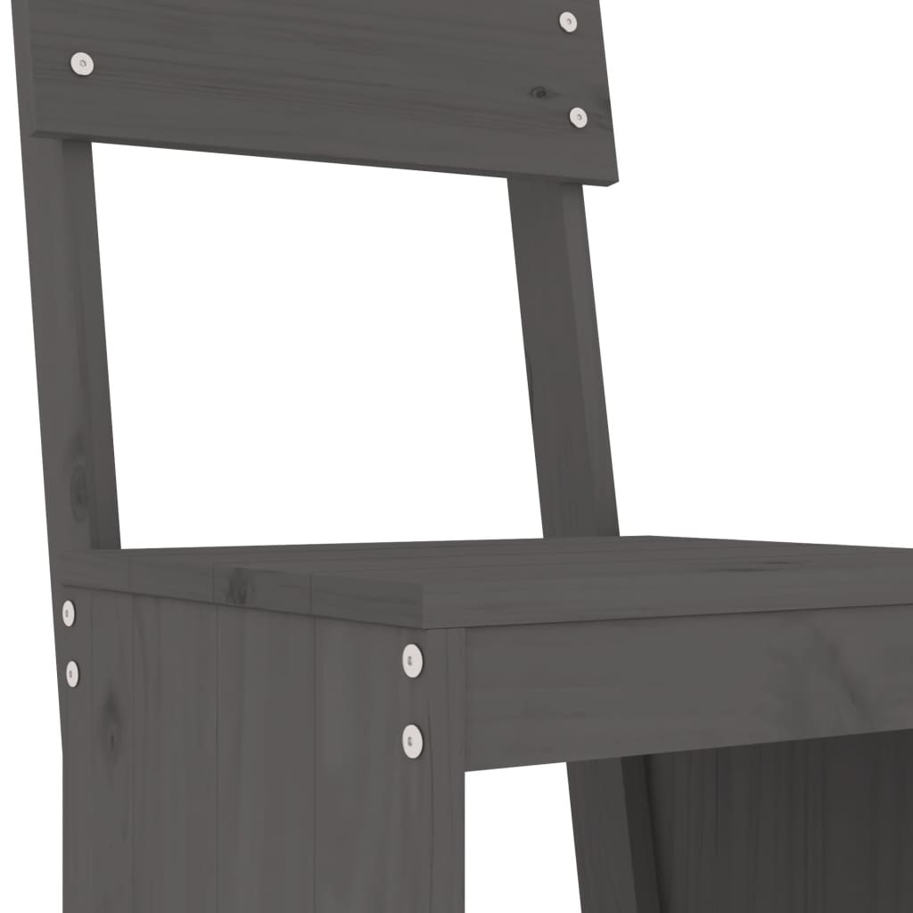 Garden Bar Set | Grey | Solid pine wood | Large | Footrest