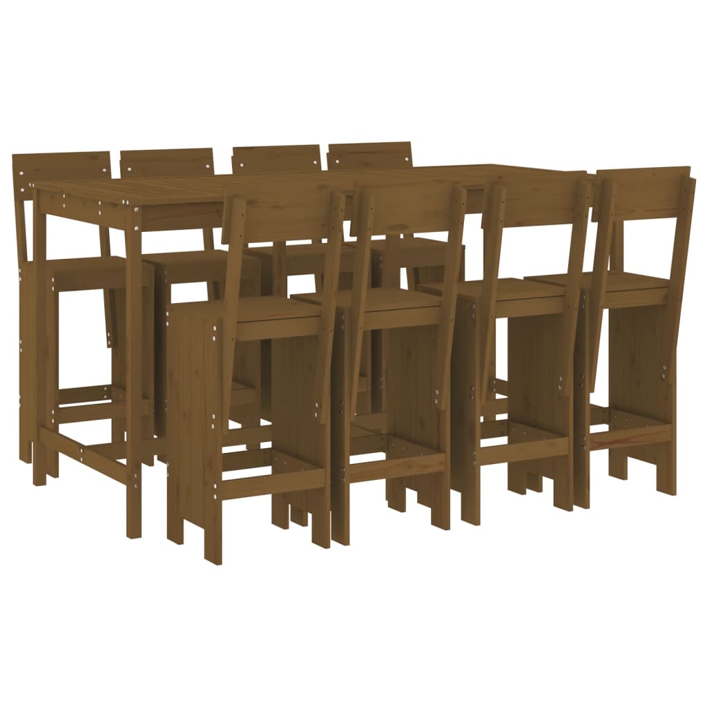 Garden Bar Set | Honey Brown | Solid Pine Wood | Large | Footrest