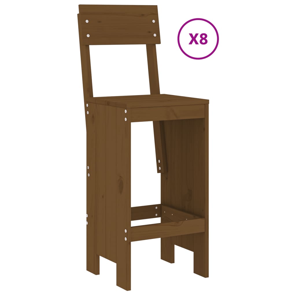 Garden Bar Set | Honey Brown | Solid Pine Wood | Large | Footrest